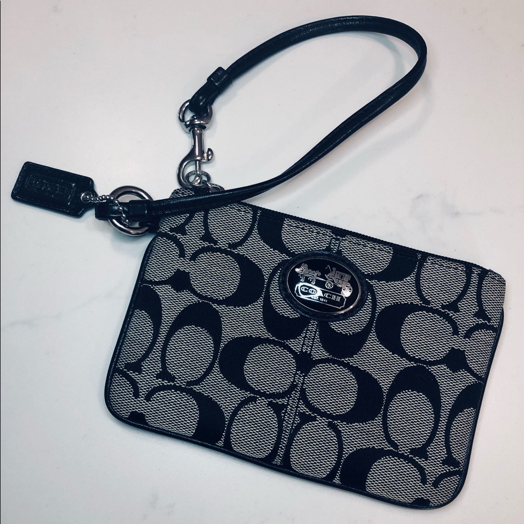 Coach Black And White Wristlet